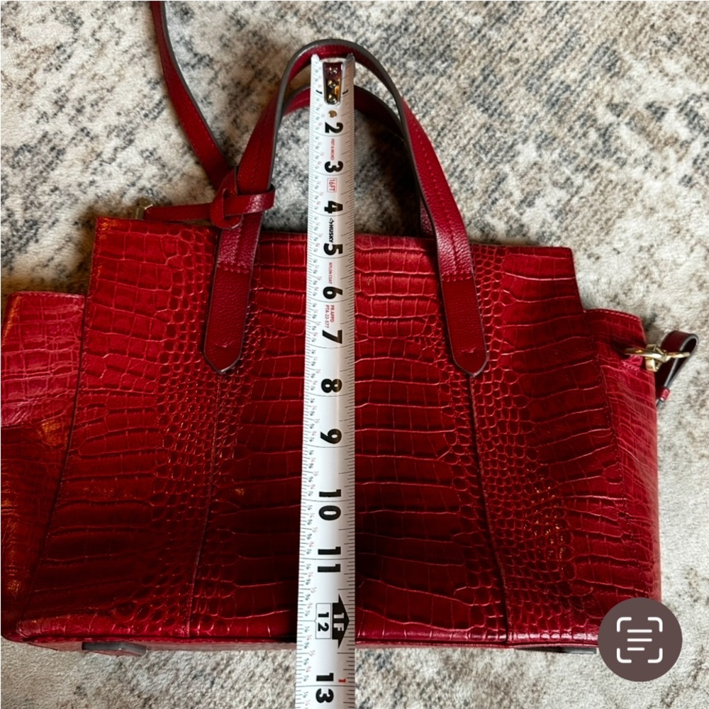 Radley London Womens Croc Embossed Leather Satchel Bag Red - Picture 12 of 12